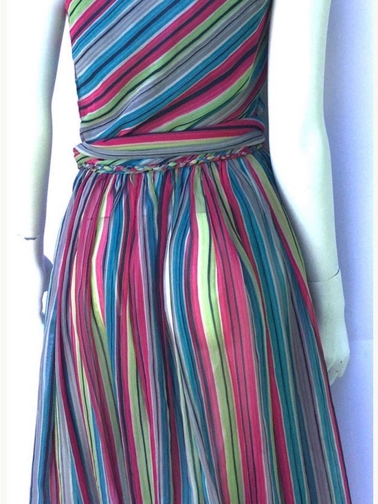Vintage Dresses & Skirts - Multi-Color Striped Vintage Maxi Dress